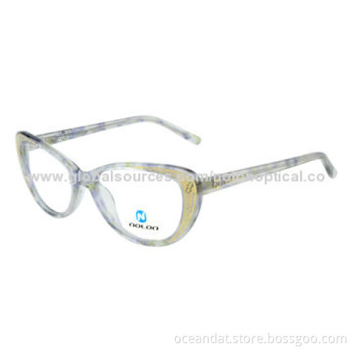 Fashionable Cat-shaped Acetate Colorful Women's Eyeglass Frame, Inset Metal PatternNew